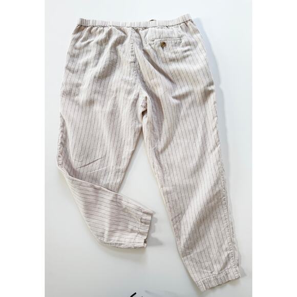 Uniqlo Cream Linen Pants Pin Striped  Large - Picture 1 of 6